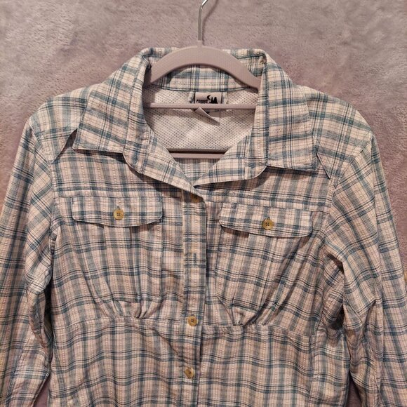Rugged Exposure Vented Blouse womens M outdoor roll tab sleeve button up plaid - Picture 3 of 13
